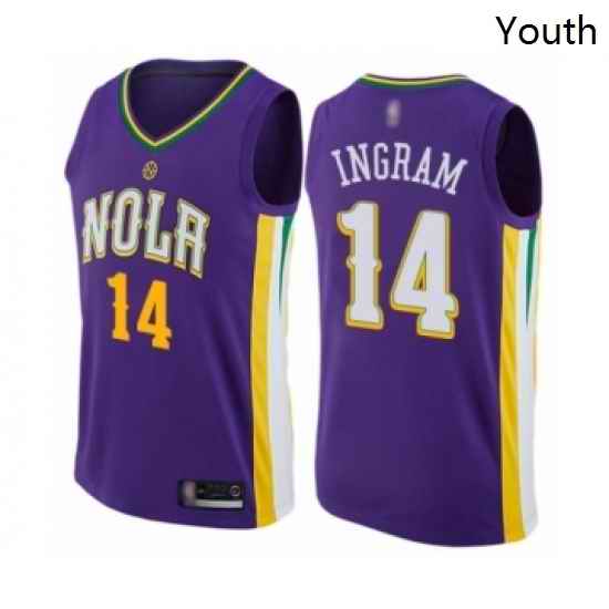Youth New Orleans Pelicans 14 Brandon Ingram Swingman Purple Basketball Jersey City Edition